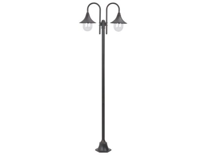 vidaXL Zahradní sloupová lampa 2 ramena E27 220 cm hliník bronzová