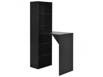 vidaXL Barový stůl se skříní černý 115 x 59 x 200 cm