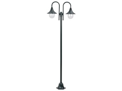vidaXL Zahradní sloupová lampa 2 ramena E27 220 cm hliník tmavě zelená