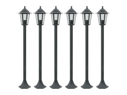 vidaXL Zahradní sloupové lampy 6 ks E27 110 cm hliníkové tmavě zelené