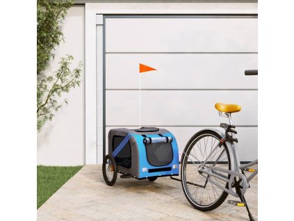 vidaXL Vozík za kolo pro psa modrý a šedý oxfordská tkanina a železo