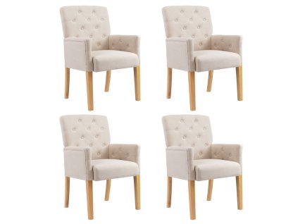 vidaXL Jídelní židle s područkami 4 ks béžové textil