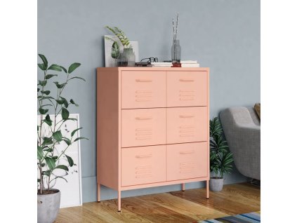 vidaXL Zásuvková skříň růžová 80 x 35 x 101,5 cm ocel
