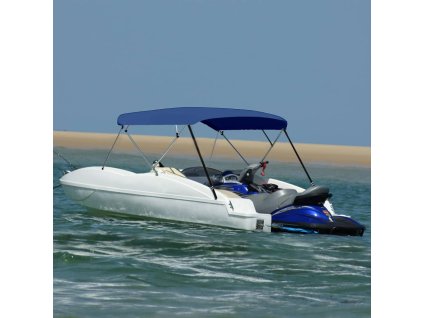 vidaXL Bimini stříška 4 oblouky námořnická modrá 243x(230–244)x137 cm