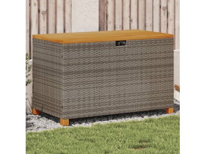 vidaXL Zahradní úložný box šedý 110x55x63 cm polyratan akáciové dřevo