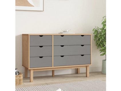 vidaXL Zásuvková komoda OTTA hnědá a šedá 111x43x73,5 cm borové dřevo