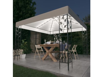 vidaXL Altán se světelnými LED řetězy 3 x 3 m bílý