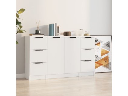 vidaXL Příborníky 3 ks bílá kompozitní dřevo