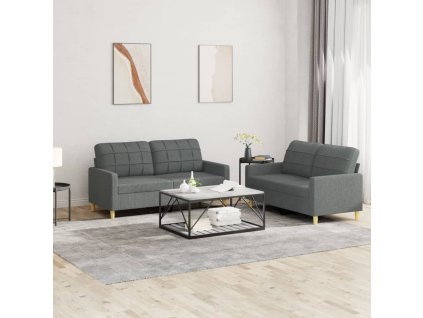 vidaXL 2dílná sedací souprava s poduškami tmavě šedá textil