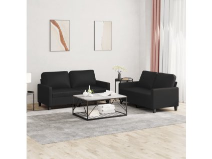 vidaXL 2dílná sedací souprava s poduškami černá umělá kůže