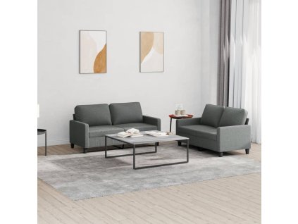 vidaXL 2dílná sedací souprava s poduškami tmavě šedá textil