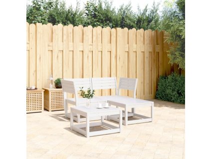 vidaXL 3dílná zahradní sedací souprava bílá masivní borové dřevo