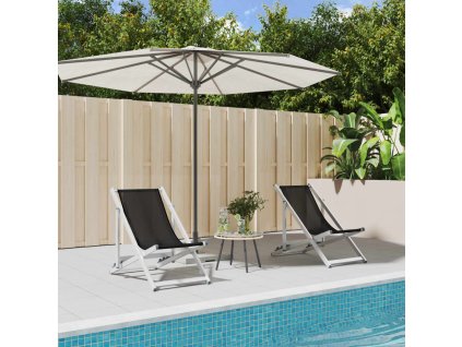 vidaXL Skládací plážová křesla 2 ks černá hliník a textilen