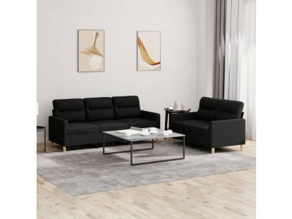 vidaXL 2dílná sedací souprava s poduškami černá textil