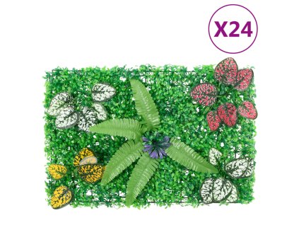 vidaXL Umělý plot s rostlinami 24 ks zelený 40 x 60 cm
