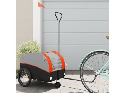 vidaXL Vozík za kolo černý a oranžový 30 kg železo