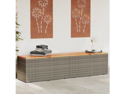 vidaXL Zahradní úložný box šedý 220x50x54 cm polyratan akáciové dřevo