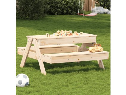 vidaXL Dětský piknikový stůl s pískovištěm masivní borové dřevo