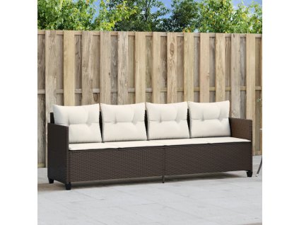 vidaXL Zahradní lehátko s poduškami hnědé polyratan