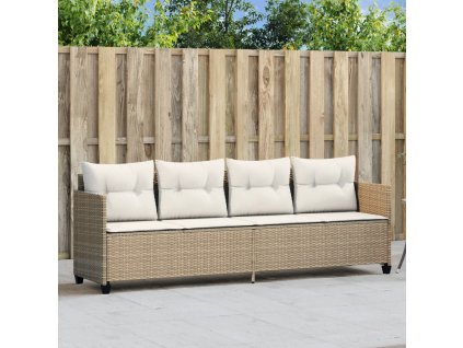 vidaXL Zahradní lehátko s poduškami béžové polyratan