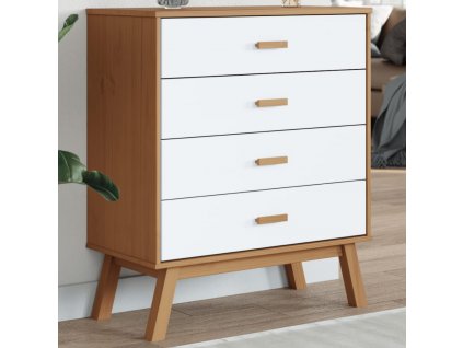 vidaXL Zásuvková komoda OLDEN bílá a hnědá masivní borové dřevo
