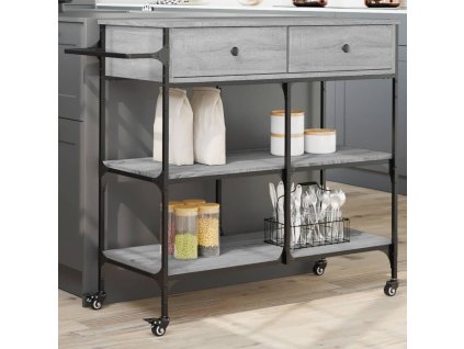 vidaXL Kuchyňský vozík šedý sonoma 105 x 42 x 95 cm kompozitní dřevo