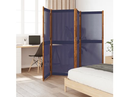 vidaXL 4dílný paraván tmavě modrý 280 x 180 cm