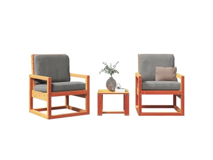 vidaXL 3dílná zahradní sedací souprava voskově hnědá masivní borovice