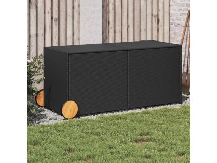 vidaXL Zahradní úložný box s kolečky černý 283 l polyratan