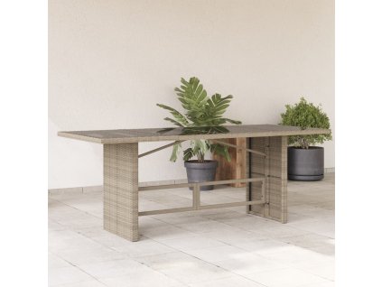 vidaXL Zahradní stůl skleněná deska světle šedý 190x80x74 cm polyratan