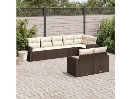 vidaXL 8dílná zahradní sedací souprava s poduškami hnědá polyratan