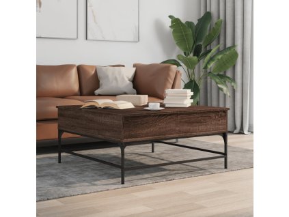 vidaXL Konferenční stolek hnědý dub 95x95x45 cm kompozitní dřevo a kov