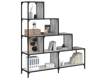 vidaXL Knihovna se 4 schody šedá sonoma 139 x 33,5 x 149 cm kompozit