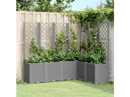 vidaXL Zahradní truhlík s treláží světle šedý 160 x 120 x 140 cm PP