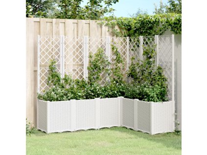 vidaXL Zahradní truhlík s treláží bílý 160 x 120 x 140 cm PP