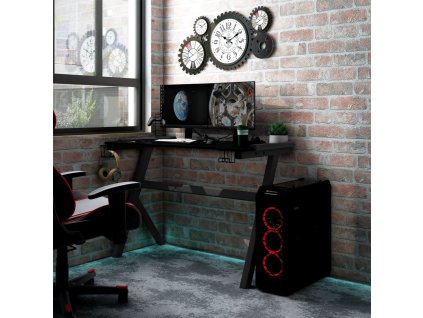 vidaXL Herní stůl s LED a nohami ve tvaru Y černý 90 x 60 x 75 cm