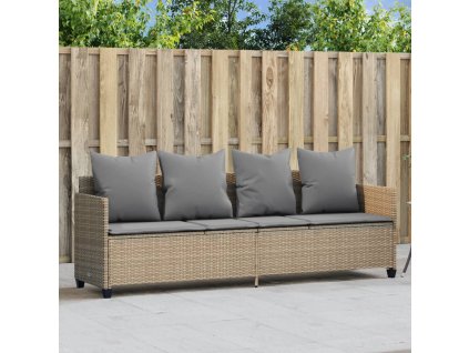 vidaXL Zahradní lehátko s poduškami béžové polyratan