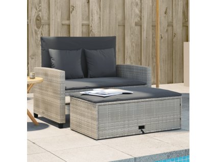 vidaXL Zahradní pohovka s poduškami 2místná světle šedá polyratan