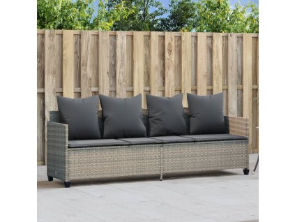 vidaXL Zahradní lehátko s poduškou šedé polyratan