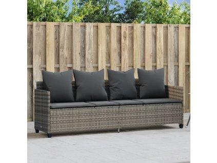 vidaXL Zahradní lehátko s poduškami šedé polyratan