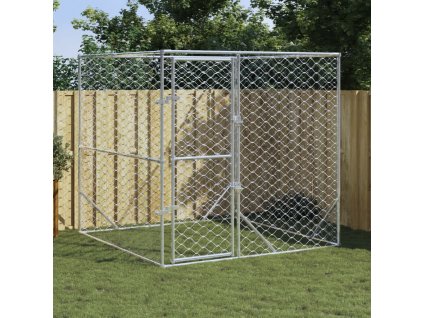 vidaXL Venkovní psí kotec stříbrný 2 x 2 x 2 m pozinkovaná ocel