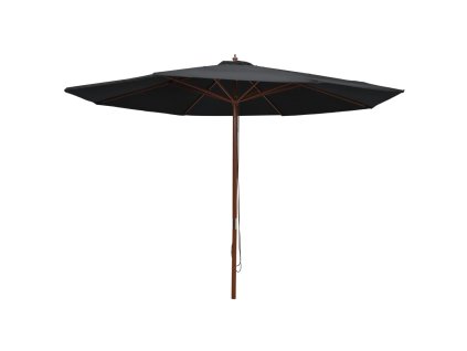 vidaXL Zahradní slunečník s dřevěnou tyčí 350 cm černý