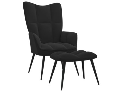 vidaXL Relaxační křeslo s taburetkou černé sametové