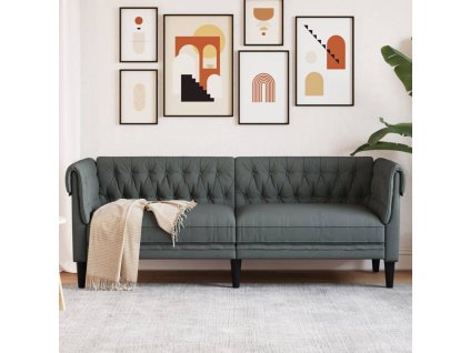 vidaXL Chesterfield pohovka 3místná tmavě šedá textil