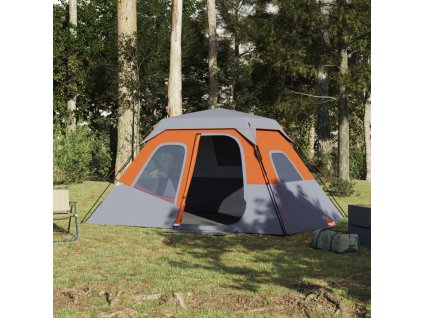 vidaXL Rodinný stan 6 osob šedý a oranžový rychloupínací nepromokavý