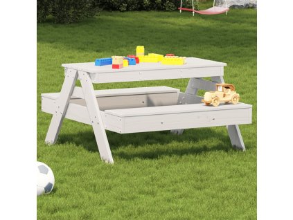 vidaXL Piknikový stůl pro děti bílý 88x97x52 cm masivní borové dřevo