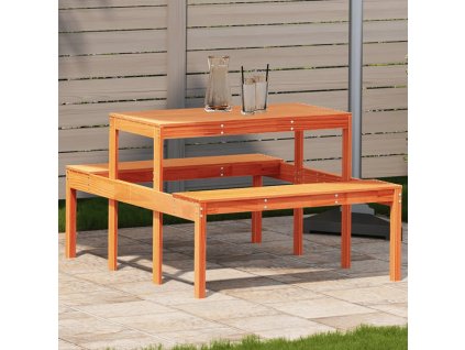 vidaXL Piknikový stůl voskově hnědý 110x134x75 cm masivní borové dřevo