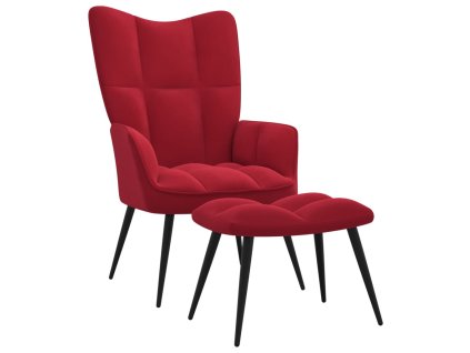 vidaXL Relaxační křeslo se stoličkou vínové samet