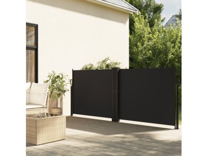 vidaXL Zatahovací boční markýza černá 140 x 1 200 cm