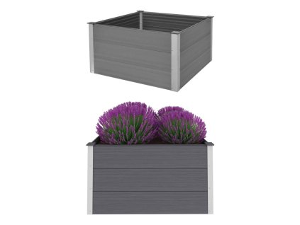 vidaXL Vyvýšený záhon dřevoplast 100 x 100 x 54 cm šedý